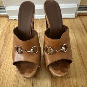 Gucci Brown Mules with Signature Horsebit Detail